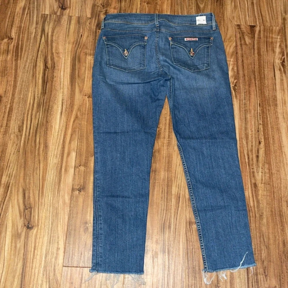 Hudson women’s jeans 30 crop ankle Collin blue distressed stretch pockets button - Picture 4 of 7